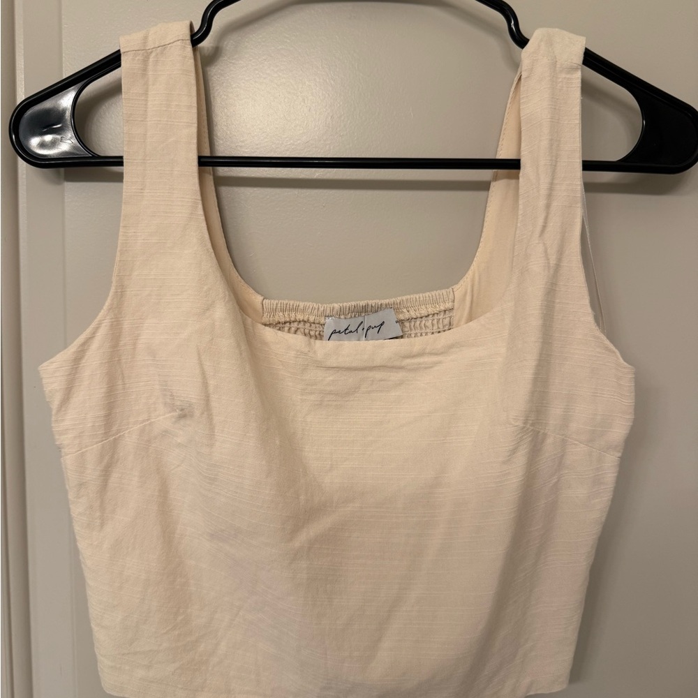 Petal & Pup Cream Square-Neck Crop Tank